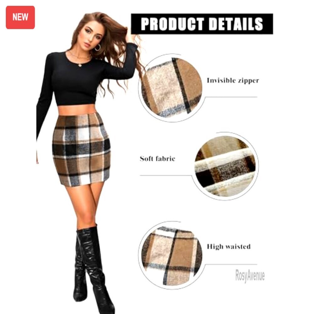High Waist Bodycon Pencil Skirt, Polyester Stretchy Mini, Elastic Waist - Picture 4 of 7